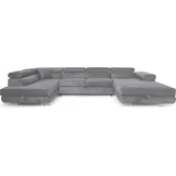 sofiland Ecksofa Aller U XXL-Ecksofa mit Schlaffunktion und zwei Bettkästen in Hellgrau, linke Seite - Hellgrau