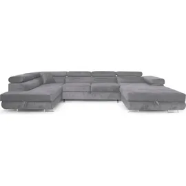 sofiland Ecksofa Aller U XXL-Ecksofa mit Schlaffunktion und zwei Bettkästen in Hellgrau, linke Seite - Hellgrau