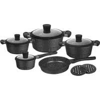 ZILNER 11-Tlg Topfset Kochtopfset Mit Marmorbeschichtung Zl-8514 - Schwarz