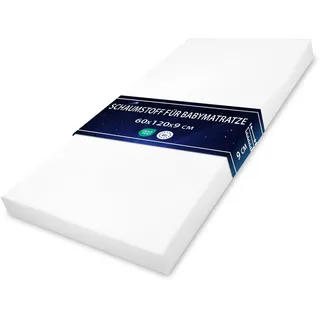 Totsy Baby Matratze Kinderbett Schaumstoff Babymatratze 120 x 60 cm - Schaumstoffmatratze für Reisebett Babybett und Gitterbett Schaumstoffplatte Kinderbettmatratze ohne Bezug Oeko-Tex-Zertifikat