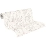 A.S. Création Casual Living Vliestapete (Weiß/Grau, Floral, 10,05 x 0,53 m)