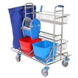 Floorstar RW 2 ES ESTAWA Reinigungswagen, Edelstahl RW 2 2 120 ES , Fassungsvermögen: 2 x 120 Liter
