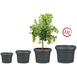 Scheurich Formia 80, Pflanzgefäß/Blumentopf/Pflanzkübel, rund, Farbe: Schwarz-Granit, hergestellt mit recyceltem Kunststoff, für den Außenbereich