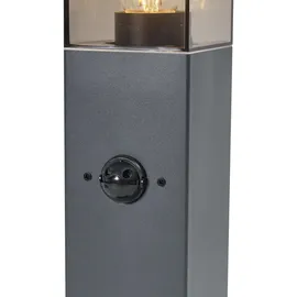 QAZQA Außenleuchte silber 80 cm IP44 mit Steckdose und Bewegungssensor