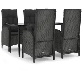 vidaXL Polyrattan Garten-Essgruppe 5-tlg. schwarz inkl. Kissen 3185169