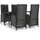 vidaXL Polyrattan Garten-Essgruppe 5-tlg. schwarz inkl. Kissen 3185169