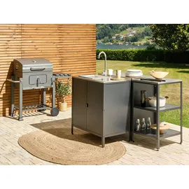 Beliani Outdoor-Kücheninsel Vilama 50 x 50 x 90 cm Schwarz