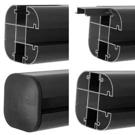 Mendler WPC-Sichtschutz Sarthe, Windschutz Zaun, Alu-Pfosten 3er Set, 5,6m anthrazit