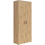 CARRYHOME Mehrzweckschrank Eiche Artisan Kunststoff, 5 Fächer, 80x195x40 cm FSC Mix, stehend, Waschküche, Mehrzweckschränke