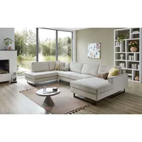 PLACES OF STYLE Wohnlandschaft »Pinto, 350 cm, U-Form, XXL, mit Ottomanen«, Cord, Feincord, Luxus-Microfaser Leder und Chenille
