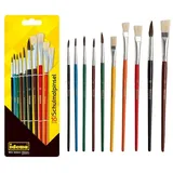 IDENA 60103 - Schulpinsel Set, 10er Set mit 6 Rundpinsel und 4 Borstenpinseln, 10 Stück