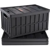 Vevor 3er-Set 65L Profi Klappbox aus PP Transportbox mit Deckel Faltbarer Aufbewahrungsbox mit Handgriff Stapelbare Kisten Storage Box Faltboxen Stapelboxen für Aufbewahrung & Transport
