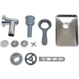 CASO Design Fleischwolfvorsatz für KM 1200 Chef 3 verschiedene Lochscheiben 3,5,8 mm Silber