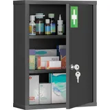 Wandmontierter Medizinschrank Mit Schloss, 3-stöckiger Stahlschrank, 40 X 15 X 53,5 Cm, Schwarz