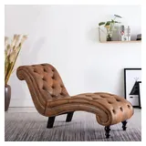 vidaXL Chaiselongue Relaxliege Polyester 52 x 77 x 145 cm Braun