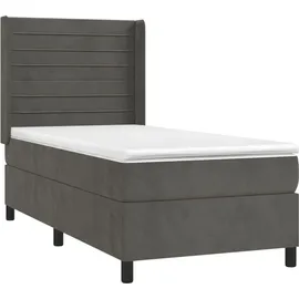 vidaXL Boxspringbett 100 x 200 cm Dunkelgrau