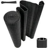 WOLTU PVC Sichtschutzmatte 100x300cm, Wetterfester Sichtschutzzaun UV-beständig für Optimale Privatsphäre, Robuste Zaunblende ohne Bohren für Garten, Terrasse und Balkon, Grau