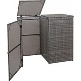 Mendler 2er-Mülltonnenverkleidung HWC-E25, Mülltonnenbox Mülltonnenabdeckung, Poly-Rattan 2x120l ~ grau