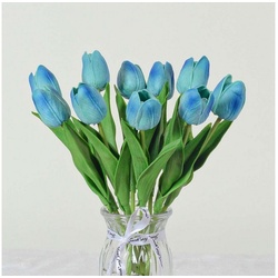 Kunstpflanze 15 Stück künstliche Tulpen, mehrfarbige künstliche Tulpen, FIDDY, künstliche Tulpen, künstliche PU-Blumen blau