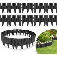 10 Stück Rasenkante Holzoptik Beeteinfassung Mähkante Beetumrandung Kunststoff für Garten, Wiese 2,8m Anthrazit - Hengda