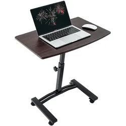 Tatkraft Salute Laptop-Tisch höhenverstellbarer Arbeits-Tisch mit Mausablage 360 Grad drehbare Räder Bett-Tisch 60x40cm 13353 Braun - One-Size