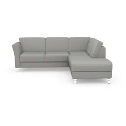 Ecksofa SIT & MORE "Visby L-Form", silber, B:248cm H:87cm T:213cm, Sofas, Wahlweise mit Bettfunktion und Stauraum, frei im Raum stellbar