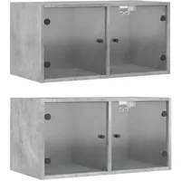 vidaXL Hängeschrank Wandschränke mit Glastüren 68,5 x 37 x 35 cm Grau