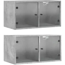 vidaXL Hängeschrank Wandschränke mit Glastüren 68,5 x 37 x 35 cm Grau