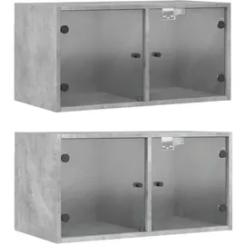 vidaXL Hängeschrank Wandschränke mit Glastüren 68,5 x 37 x 35 cm Grau