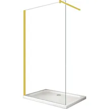 Buylando LiLy 50x200 cm Walk in Duschwand Duschabtrennung Klarglas Gold - Gold
