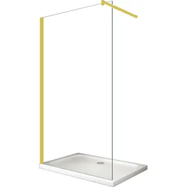 Buylando LiLy 50x200 cm Walk in Duschwand Duschabtrennung Klarglas Gold - Gold