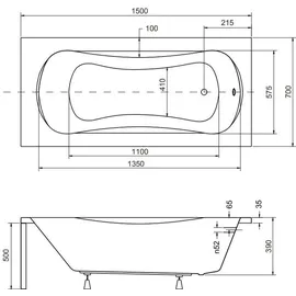 bad land Badland ARIA Rechteckbadewanne 150 x 70 cm (Acryl, 50 cm hoch)