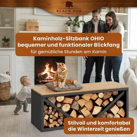 Black Oak Kaminholzbank Ohio Holz 102 x 41 x 35 cm Schwarz
