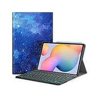 Fintie Beleuchtete Tastatur Hülle für Samsung Galaxy Tab S6 Lite 10,4 Zoll 2024/2022/2020 - Keyboard Cover mit Abnehmbarer QWERTZ Layout Hintergrundbeleuchtung Tastatur, Sternenhimmel