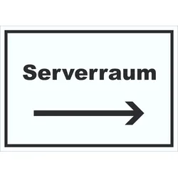HB-Druck Serverraum Schild mit Text und Richtungspfeil rechts Computer IT PC waagerecht A5 Rückseite selbstklebend