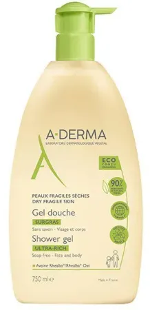 A-Derma Indispensables Duschgel Mit Rückfettender Wirkung Für Empfindliche Trockene Haut 750ml