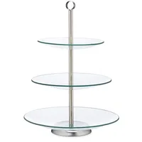 Relaxdays 10025680 rund, Cupcake, Keks, Obst, Muffin, Servierständer, Glas, Edelstahl, silber/transparent,