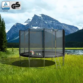 Kinetic Sports Salto Plus 305 cm inkl. Sicherheitsnetz, Regenplane und Leiter Schwarz
