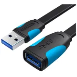 Wisam® Flacher USB 3.0 Extender - USB-Kabel Adapter 3m Schwarz