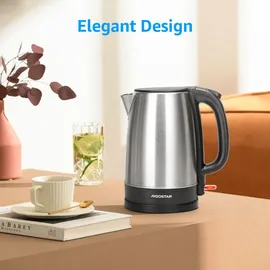 Aigostar 1,7 L, Wasserkocher Edelstahl , 2200W Elektrischer Wasserkocher mit Kalkfilter, Schwarz