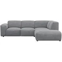 Ecksofa FLEXLUX "Lucera, super Sitzkomfort durch Kaltschaum im Sitz, L-Form" Sofas Gr. B/H/T: 256cm x 73cm x 231cm, Struktur, Chaiselongue links, grau (soft grey) modern & anschmiegsam, Designsofa, modernes skandinavisches Design