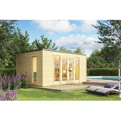 Gartenhaus LASITA MAJA "PALERMO 2", beige (naturbelassen), Fußboden im Gartenhaus, Holz, Gartenhäuser
