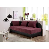 MAINTAL Polsterliege MAINTAL, rot (schwarz, beerenfarben), B:86cm L:206cm, Bezug: 100% Polyester. Seitenteile: 100% Kunstleder. Rückenteil: 100% Kunstleder, Komplettbetten