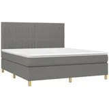 vidaXL Boxspringbett mit Matratze Dunkelgrau 160x200 cm Stoff