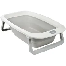 BÉABA BÉABA, Faltbare Babybadewanne, Ultrakompakt, Rutschfeste Füße, Trendiges Design, Abflussstopfen, Praktische Aufbewahrung, Minimaler Platzbedarf, Einfache Benutzung, Eazy Pop Camélé'O, 29L, Grau