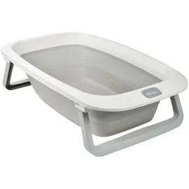 BÉABA BÉABA, Faltbare Babybadewanne, Ultrakompakt, Rutschfeste Füße, Trendiges Design, Abflussstopfen, Praktische Aufbewahrung, Minimaler Platzbedarf, Einfache Benutzung, Eazy Pop Camélé'O, 29L, Grau