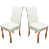 Mendler 2er-Set Esszimmerstuhl Stuhl Küchenstuhl Novara II, Leder ~ creme, helle Beine