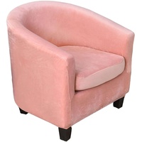 2 Stück Samtbezug für Wannensessel, Stretch-Stuhlbezug, weicher Sesselbezug, rutschfest, abnehmbarer Möbelschutz für Wohnzimmer, Pink - Club-Stuhl