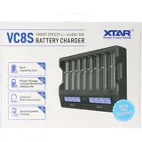XTAR VC8S 8fach Schnell-Ladegerät für 1-8 Li-Ion 3,6V und 3,7V Akku und NiMH 1,2V Akku, USB-C-Ladeanschluss, max. 8A Gesamtleistung