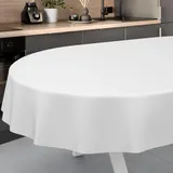 ANRO Wachstuch-Tischdecke abwaschbar Oval 200 x 140 cm Weiß